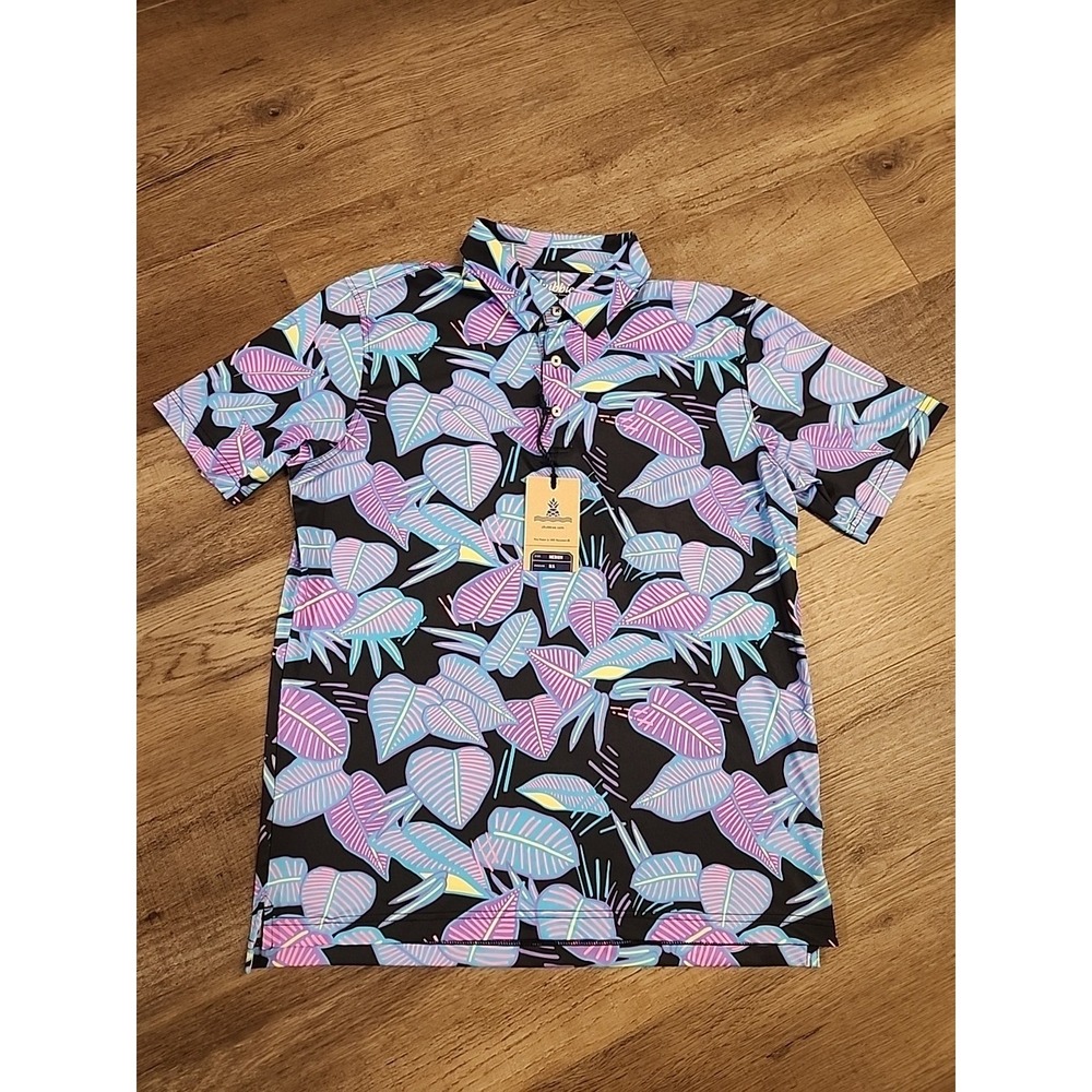 $59 NEW Chubbies Mens Medium The Fluorescent Funk Golf Performance Polo Shirt